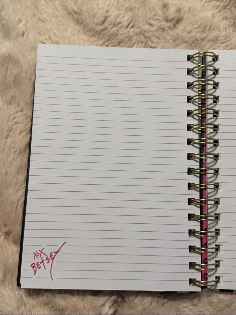 Betsey Johnson Black & White Stripe‎ Notebook with Pink Lip & Lipstick Motif